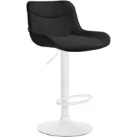 DELUKE Barhocker RAGAD Stoff Schwarz 49x51x85cm Weiß Barstuhl Höhenverstellbar Mit Lehne Drehbar Tresenhocker Tresenstuhl