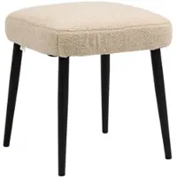 OKWISH Fußhocker Polyester in Kaschmir-Optik Beige 42x42x47 cm mit pulverbeschichteten Stahlbeinen