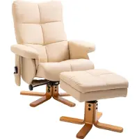 Dopwii Relaxsessel Massagesessel mit Fußhocker Stauraum Liegefunktion Fernsehsessel mit Massagefunktion TV Sessel 145°-Neigung Polyester Cremeweiß 80 x 86 x 99 cm