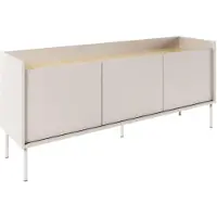 Selsey Tovi - TV-Schrank 3-türig, 140 cm, Kaschmirgrau / Holzoptik Eiche