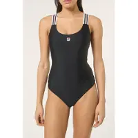 FILA Antona Heritage Tape Scoop Back Swimsuit Black Größe: L | Badeanzüge Outlet | Damen | Schwarz