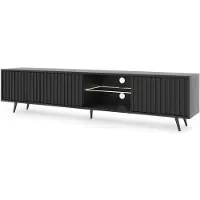Selsey TV-Lowboard Bello, Schwarz, mit schwarzen Beinen, 175 cm breit