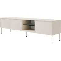 Selsey Modity - TV-Schrank 3-türig mit Glasregal und Beleuchtung, 175 cm, Kaschmirgrau