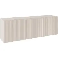 Selsey Sunds – TV-Lowboard mit geriffelten Lamellenfronten, 3-türig, Kaschmirbeige, 150 cm
