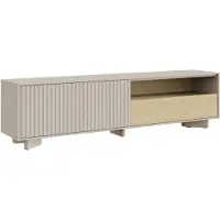 Selsey Distria – TV-Lowboard mit Schublade und geriffelter Front Kaschmirgrau / Eichenholzoptik,175 cm
