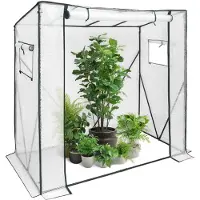 Woltu Foliengewächshaus 130 g/m2, PE halbtransparent, wasserdicht wetterfest,weiß, 200x77x146/169 cm