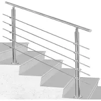 OEM Leiter mit 5 Stangen aus Edelstahl, 150 cm, silberfarben, einfach zu installieren, für alle Treppen geeignet