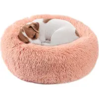 OEM Hundebett, wasbares Katzenbett für mittelgroße große Katzen, Hunde, bequemes weiches Donut Hundebett 4 Größen für süße warme Schlaf, rosa 70 cm