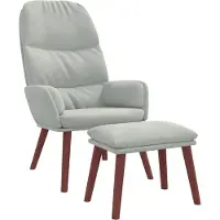 Syfax Relaxsessel mit Hocker Hellgrau Samt