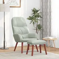 Prolenta Maison Exclusive - Relaxsessel mit Hocker Hellgrau Samt