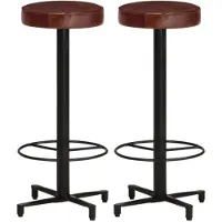 vidaXL Barhocker 2 Stk. 76 cm Echtleder