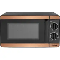 Bestron 700 Watt Mikrowelle, zweiteiliges Kontrollpanel mit 6 Leistungsstufen & 30 Min. Timer, stufenlos regelbar, mit 24,5cm Drehteller für alle gängigen Größen, Copper Collection, Farbe: Kupfer