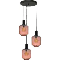 Masterlight Pendelleuchte Porto 3-flammig Glas Rot-Transparent Ø45cm