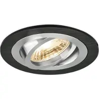 Braytron Einbaustrahler GU10 Einbaurahmen 35° Schwenkbar Ø75mm Bohrloch Aluminium inkl. GU10 5W Warmweiß 410 Lumen LED Leuchtmittel Schwarz rund