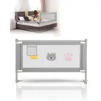OEM Gebrauchsfertiges Kinderbett - Lang 150CM - Verstelbar - mit Aufprallnetz - Kinderbettreise - Kinderbett - Kinderbettreise für Kleinkinder - Sicherheitsnetz - Grau
