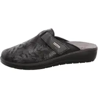 Rohde Damen Pantoffel Klett Hausschuh gemustert Stretch Catania 6165, Größe:40 EU, Farbe:Schwarz