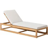 Dehner Gartenliege Port-au-Prince, mit verstellbarem Kopfteil / Polster, 75 x 90 x 208 cm B/H/T, FSC-es Teakholz / Polyester, beige / braun