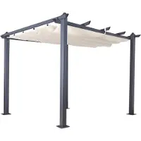 Jet-Line Pavillon 3x4m Pergola 3x4m Gartendach Gartenzelt Aluminium Luxor anthrazit-beige 4x3 m mit Aluminiumrahmen und wasserabweisendem Stoffdach