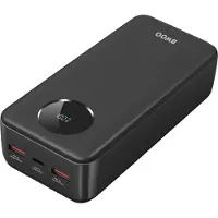 BWOO , Externer Akku 30000mAh USB-C 2xUSB LCD, Schwarz