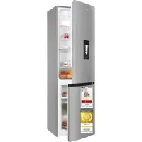 Exquisit Kühl-Gefrierkombination 251 l No Frost | Wasserspender | Energieklasse C | leise 39 dB | schmal 54 cm | KGC5265-70-NF-WS-040C inoxlook