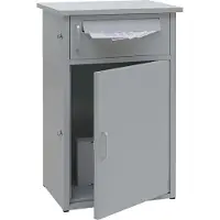 Mendler Paketkasten MCW-O51, Paketbox Paketfach Paketstation Briefkasten 2 Fächer, Stahl 78x49x38cm hellgrau