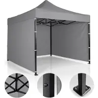 Plonos PL-300 Gartenpavillon, Scherenform, 3 x 3 Meter, 3 Seiten, grau