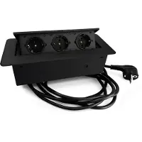 Design Light DesignLight 3-fach Einbausteckdose KOMBI BOX Kabel 3 m, schwarz