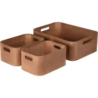 Koopman Holz Organizer 3er-Set Naturholz, 2 kleine Boxen 24x16,5x10,5 cm, 1 große Box 36x26x12 cm