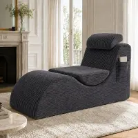 SUCCESS COURIER Sessel Dunkelgrau Relaxsessel Modern Lounge Sessel Polstersessel Fernsehsessel Ergonomisch Polsterstuhl Clubsessel Stillstuhl Lesesessel mit Seitentasche