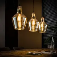 Lyora Glas-Pendellampe Glass Bernsteinglas mit altem Silber