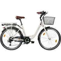 LLobe "City E-Bike 26" Mando beige" 6 Gang Shimano Tourney Schaltwerk Kettenschaltung Heckmotor 250 W
