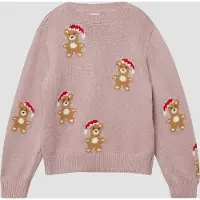 s.Oliver Weihnachtspullover Rundhals, Regular Fit, Teddy-Motiv