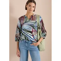 Cecil Druckbluse 3/4-Arm Seersucker-Bluse mit grafischem Multicolor Muster