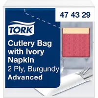 Tork hygienische Bestecktasche Bordeauxrot, mit Serviette Sand, 5 × 100 Besteckt...