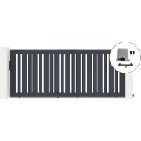 Casanoov Elektrisches Schiebetor Veymont 350x140cm Aluminium Grau & Motorisierung Ranger C300