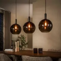 Lyora Glas-Pendellampe Sfera 3x Ø 30cm – Rauchglas