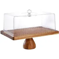 Semoic Tortenständer mit Deckel, Rechteckiger, Multifunktionaler Tortenhalter (33 cm), 2-in-1-Desserttisch-Set, Servierbrett für Wurst und Käse