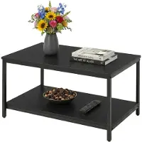 Relaxdays Couchtisch, mit Ablage, Holzwerkstoff & Metall, Stauraum, HxBxT: 42x80x50 cm, Wohnzimmertisch, schwarz