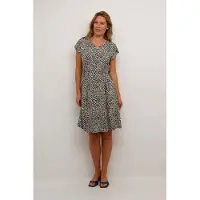 Kaffe Midikleid "Damen Kleid KAbella", Damen, Gr. M, N-Gr, schwarz (schwarz, chalk graphic dot), Obermaterial: 95% Viskose CV. 5% Elasthan EL., Kleider Midikleid