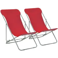 vidaXL Klappbare Strandstühle 2 Stk. Stahl und Oxford-Gewebe Rot
