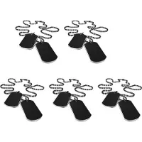 Typecat 10 PCS Alloy Anhänger Halskette Anhänger Black Army Style Name Doppel Hundemarke Platte Biker Kette Halskette 27 Zoll Mann