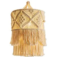 Tlily Handgemachte Wand Teppich Lampenschirm Makramee Boho Dekor Handarbeit Quaste Tapisserie Hintergrund Kopfteil Wand Behang Dekor