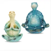 Typecat 2 Stück Meeresschildkröten-Meditationsfiguren für Zuhause, Dekoration, Yoga-Harzfiguren