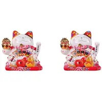 Typecat 2X 7 Zoll Keramik Winkende Katze Maneki Neko Ornament Feng Shui Dekoration Schaukel Glück Katze,B