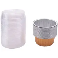 Typecat Dessert Becher mit Deckel, 25 Pack Gold Aluminum Folie Backen Becher Halter, Cupcake Backen Utility Ramekin Klar Pudding Becher