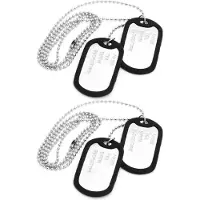 Tlily 2X Halskette Kette Anhaenger 2 Platte Identitaet Hunt Etikett Legierung Mode Maenner