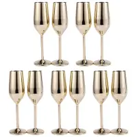 Tlily 10 Teile Bruchsicher Edelstahl Champagner GläSer Gebürstet Gold Hochzeit Toasten Champagner Flöten Trinken Tasse