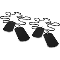 Tlily 4 PCS Alloy Anhänger Halskette Anhänger Black Army Style Name Doppel Hundemarke Platte Biker Kette Halskette 27 Zoll Mann