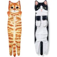 Typecat Lustige Katzenhandtücher für Badezimmer, Küche, Deko-Handtuch, niedliches Hänge-F