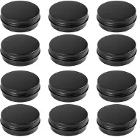 Typecat 12Pcs 1Oz Black Aluminum Tin Jars Round Screw Lid Containers Empty Met